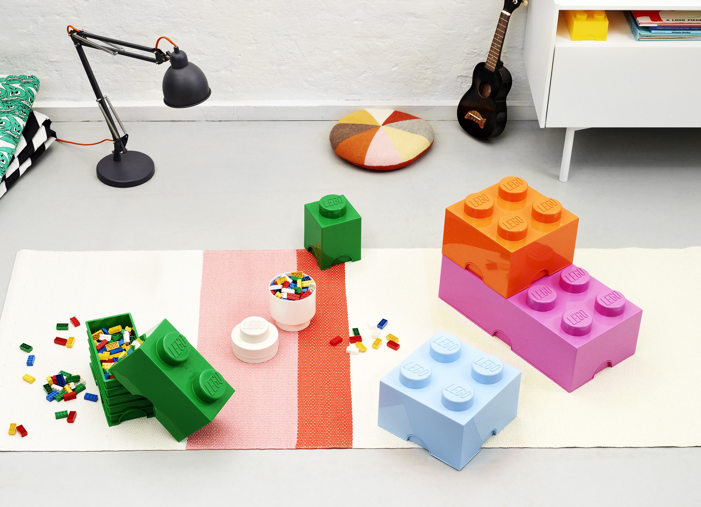 LEGO Brick Storage Box - Stackable Toy Organizer for Kids Room | Light Royal Blue Building Block Container (9.84x9.84x7.09in) | Perfect for LEGO Toy Storage, Playroom Organization & Kids Bedroom Decor