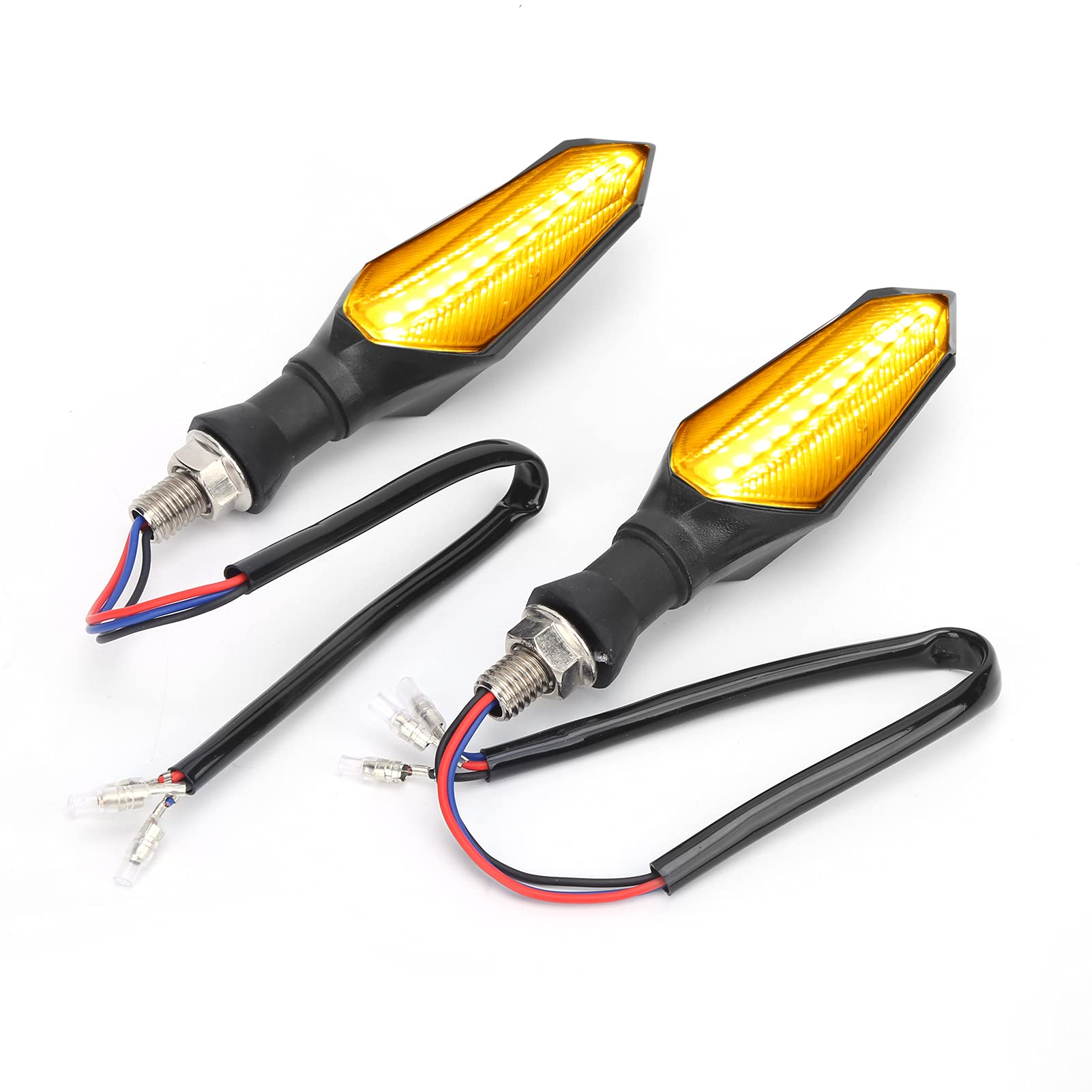 Akozon 2pcs Motorcycle LED Turn Signal Lights - 12-15V Amber & Blue ABS Indicator Lamps for Electric Scooters, ATVs, Dirt Bikes - Waterproof & Durable for Day & Night Riding