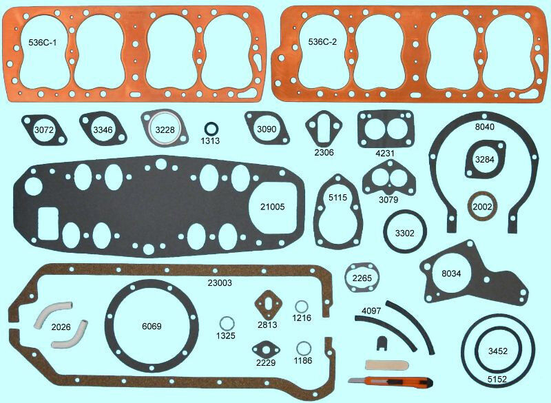Ford 239/255 Flathead Full Engine Gasket Set with Copper - Best for 1948-1953 Big Bore Engines | Perfect for Classic Car Restoration & Hot Rod Builds