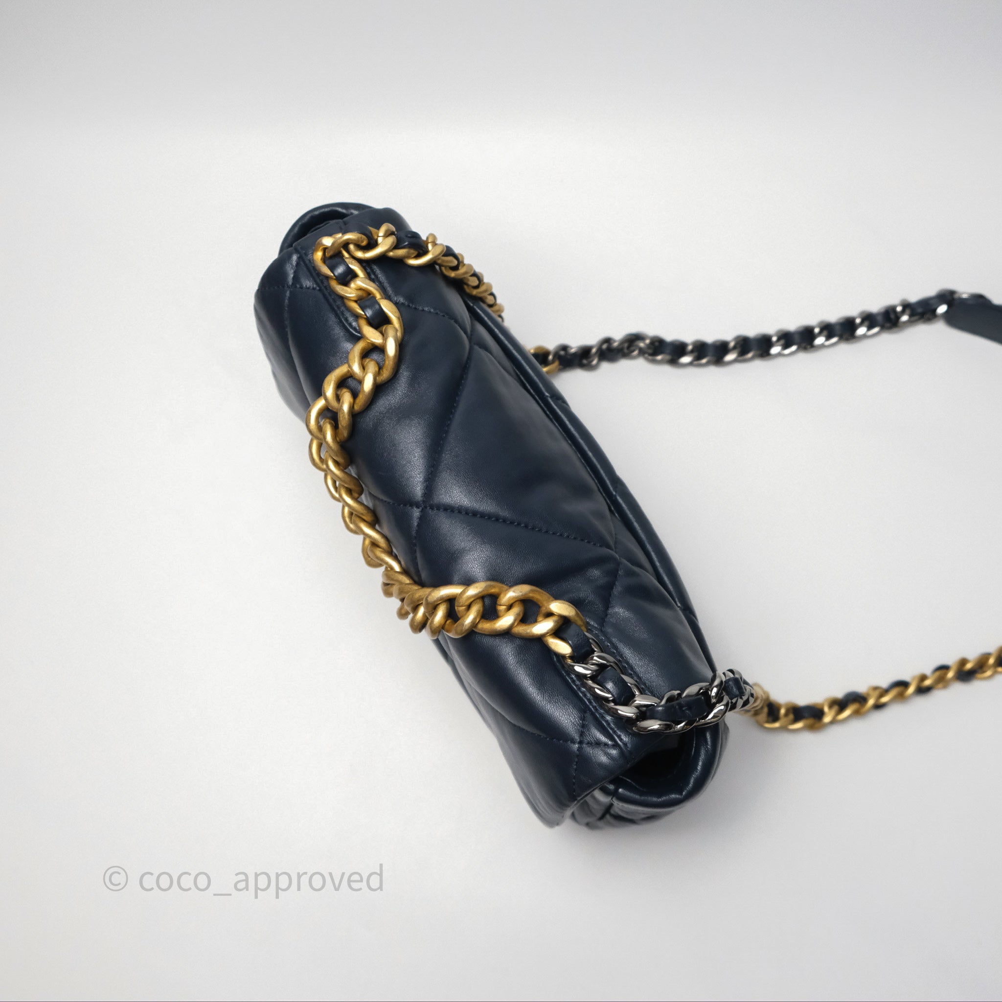Chanel 19 Small Handbag in Navy Blue with Mixed Hardware - Luxury Crossbody Bag for Women, Perfect for Date Night & Evening Events