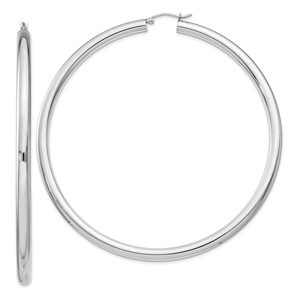 Sterling Silver Rhodium-Plated 4mm Round Hoop Earrings for Women - Hypoallergenic Everyday Jewelry Gift for Her - Perfect for Work, Date Night & Special Occasions