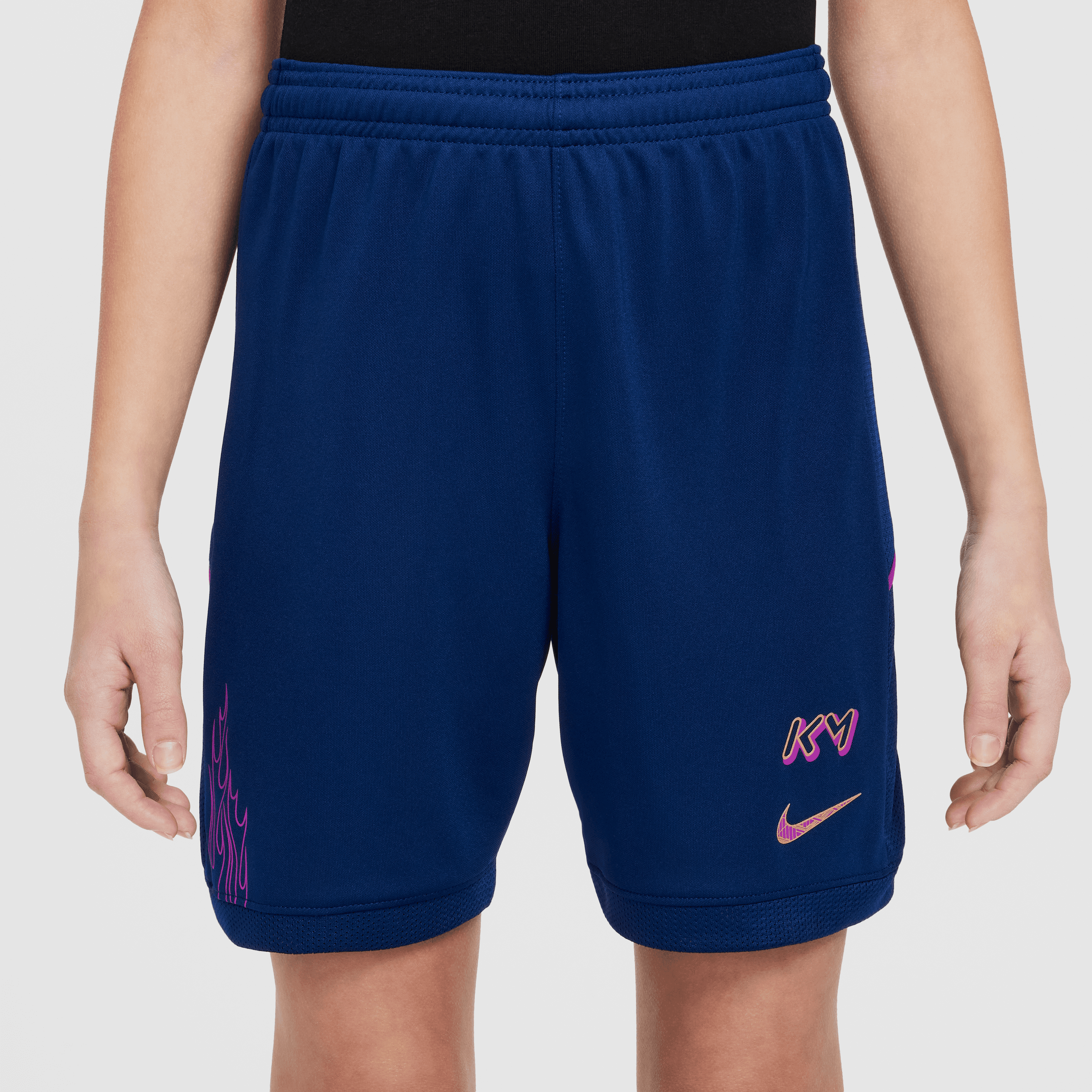 Nike Kylian Mbappé Youth Dri-FIT Academy25 Football Shorts - Blue Void/Metallic Gold - Moisture-Wicking Soccer Shorts for Kids - Perfect for Training, Matches & Outdoor Sports