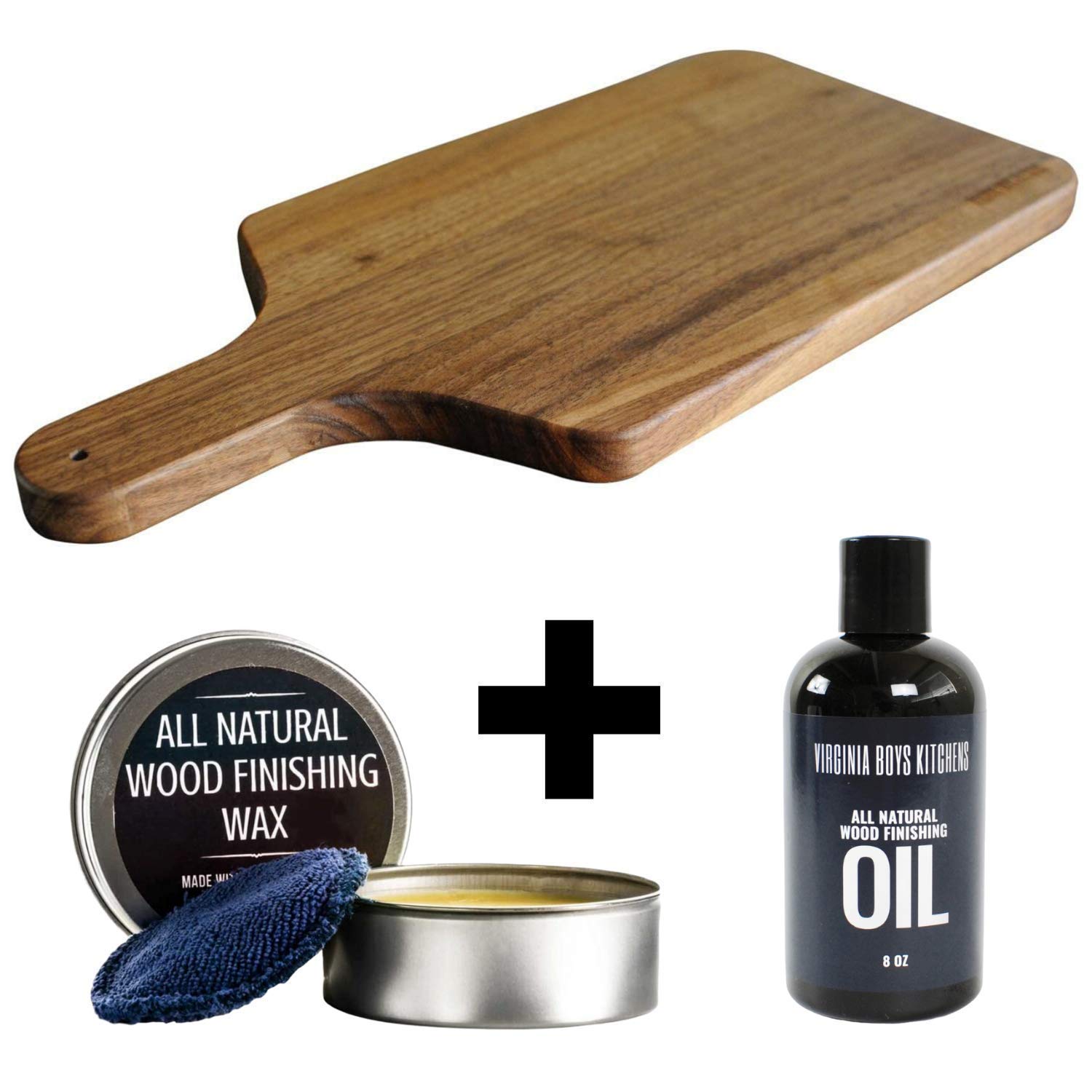 Premium Walnut Wood Cutting Board 8x17 with Coconut Oil & Beeswax Bundle - Handcrafted in USA - Perfect for Kitchen, Charcuterie Boards & Gift Giving