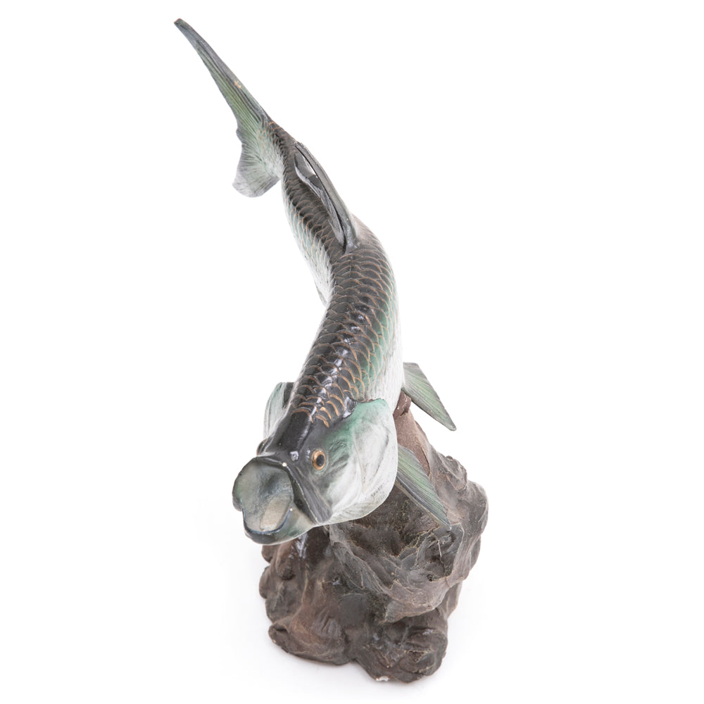 Handcrafted Bass Fish Wood Sculpture - Realistic Home & Office Decor for Fishing Enthusiasts