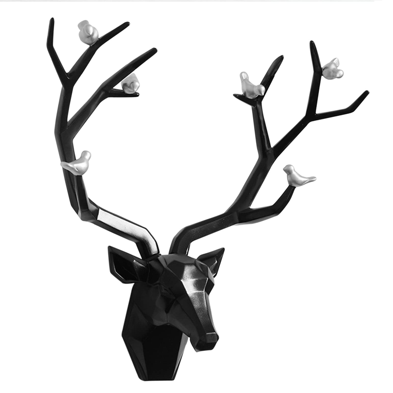 Handmade Geometric Deer Head Wall Mount - Faux Stag Head Taxidermy Decor, Farmhouse Antler Wall Art Sculpture for Living Room, Bedroom & Office Decor