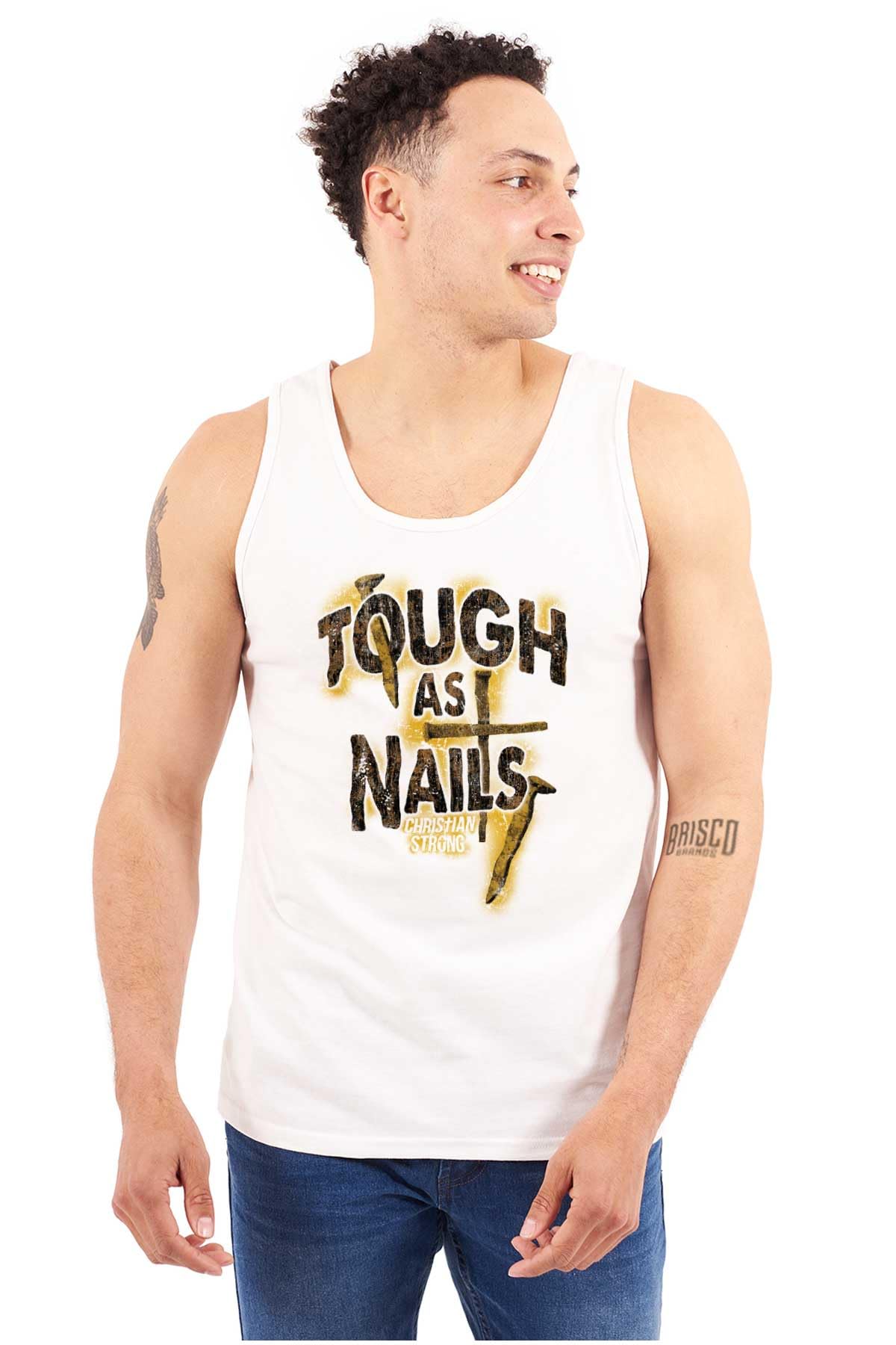 Men's Jesus Christ Cross Crucifix Sleeveless Tank Top - Religious Graphic Tee for Church, Worship & Christian Faith Apparel
