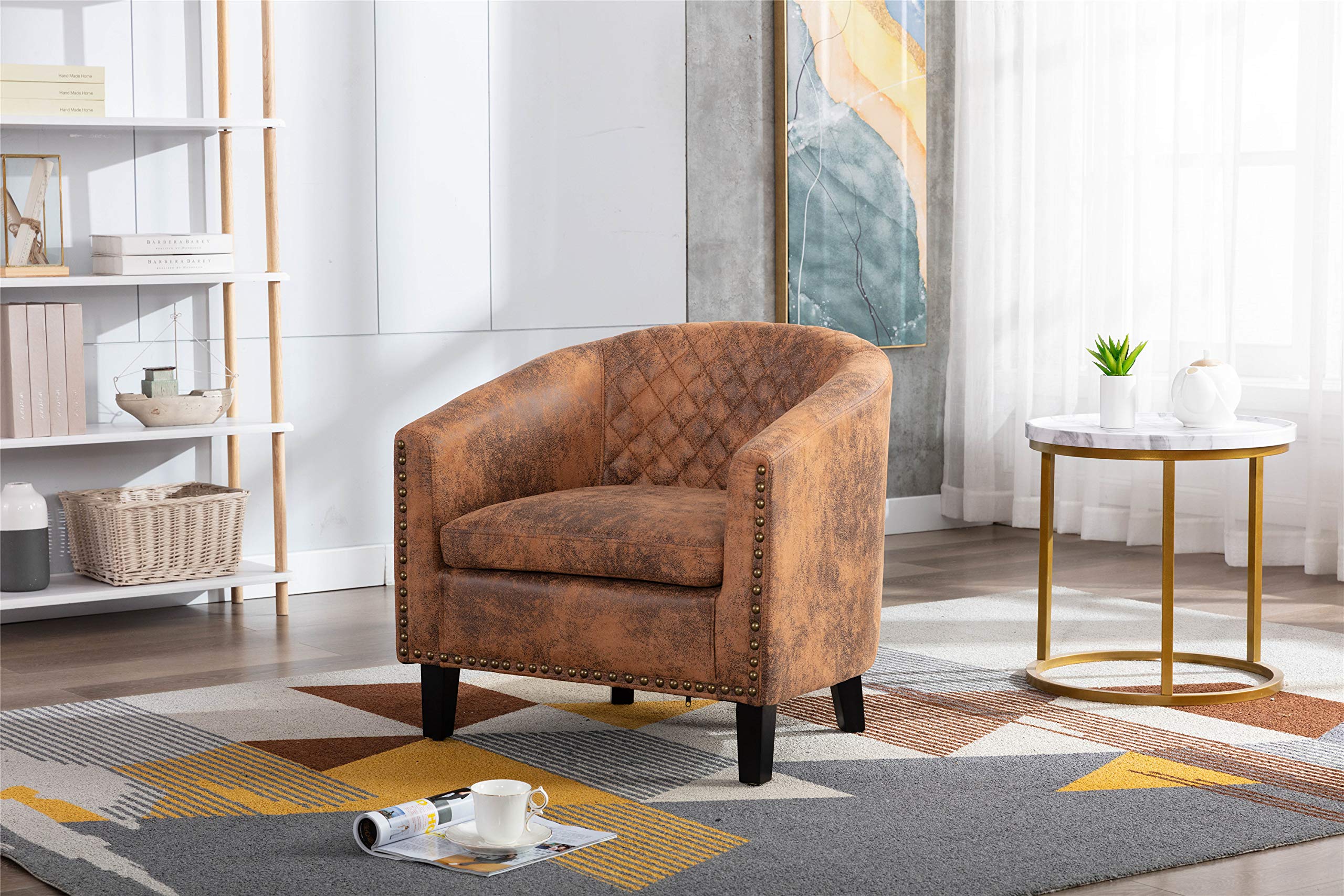 Modern Accent Arm Chair - Single Sofa Living Room Chair with Solid Wood Legs, Comfortable Reading Chair for Bedroom, Lounge & Home Office - Perfect for Relaxing, Reading & Decorating Your Space