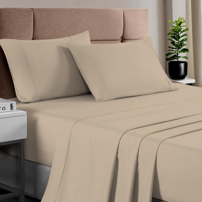 Pizuna Pure 100% Cotton RV Queen Sheets - 400 Thread Count Luxury Sateen Bedding with 15