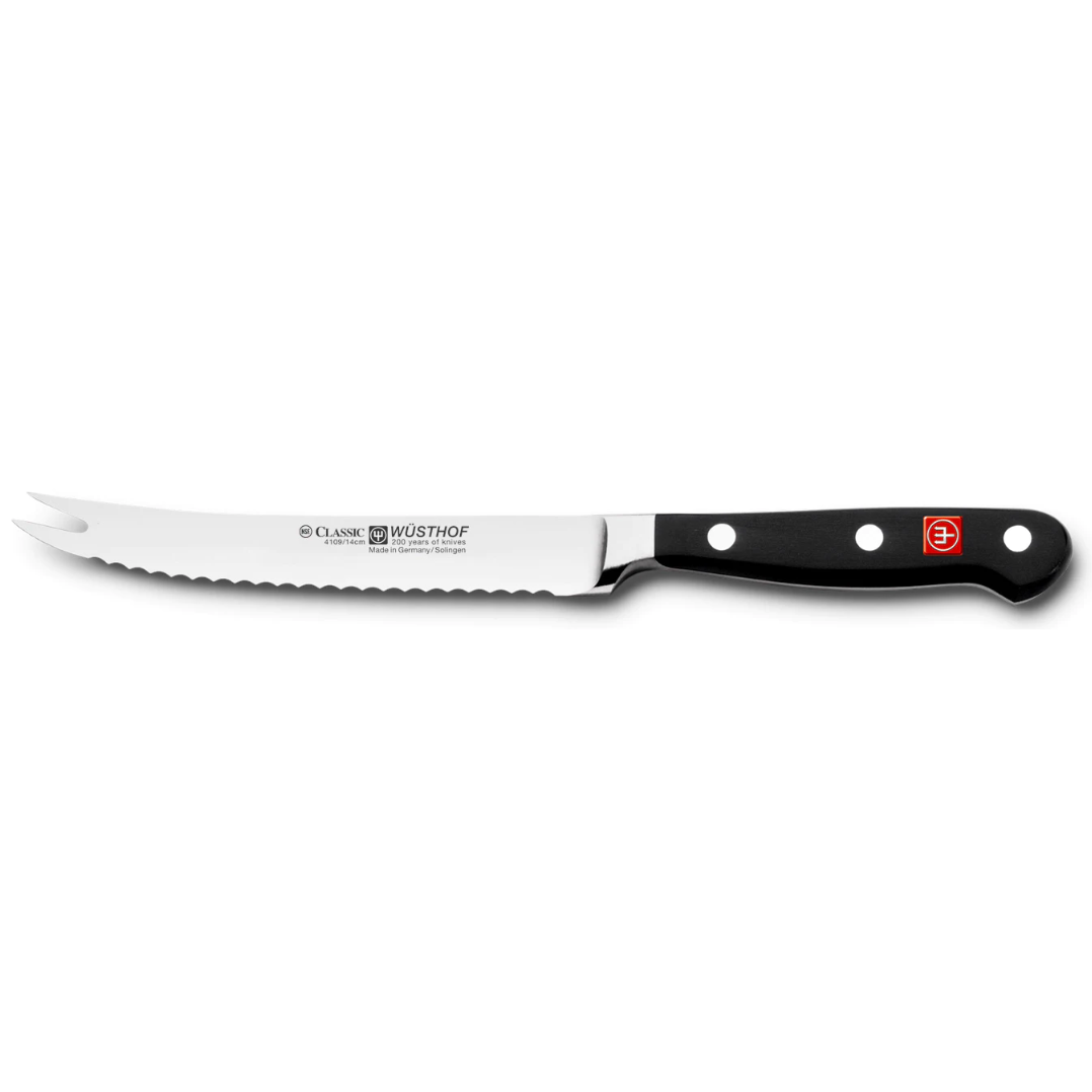 Wusthof Classic 5.5 Inch Tomato Knife - Sharp Stainless Steel Blade for Slicing Tomatoes, Fruits & Soft Foods - Perfect for Kitchen, Picnics & BBQ Parties