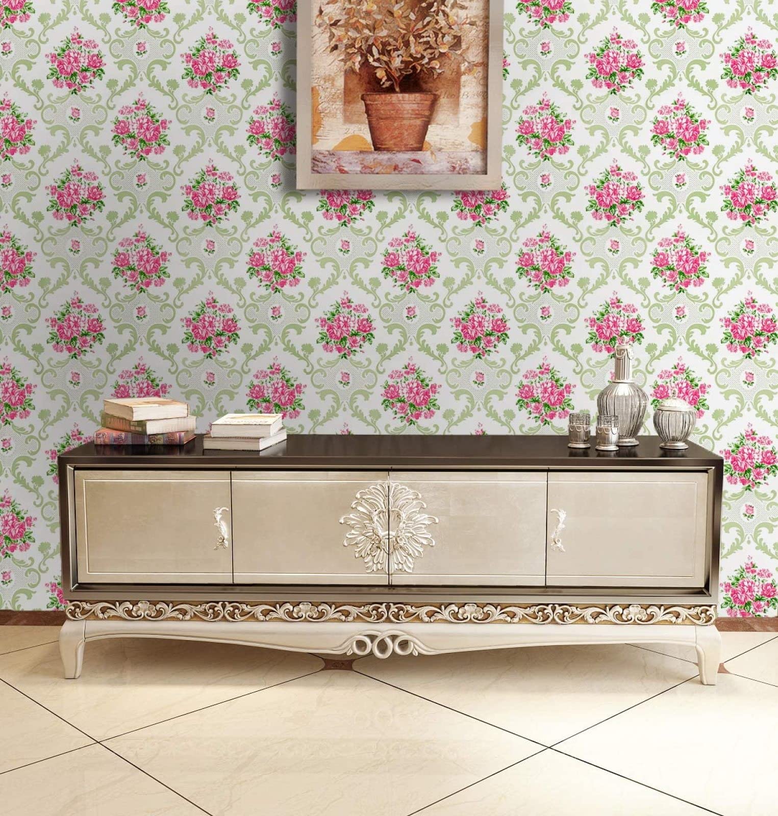Peel and Stick Wallpaper - Blooming Flower Design, Self-Adhesive Removable Contact Paper for Girls Room, Bedroom, Living Room & Cabinet Decor | Perfect for Nursery, Dorm, Office & Home Renovation Projects