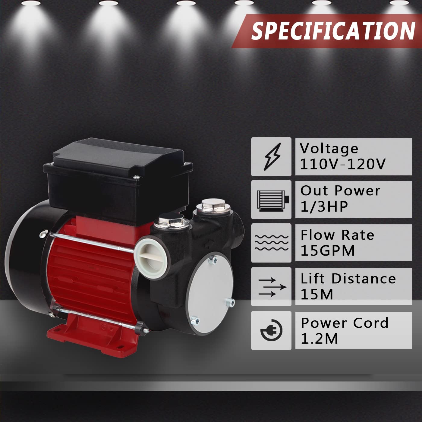 TOPWAY 110V AC 15GPM Electric Self-Priming Oil Transfer Pump - Heavy Duty Fuel, Diesel, Kerosene & Biodiesel Pump for Home, Farm & Industrial Use