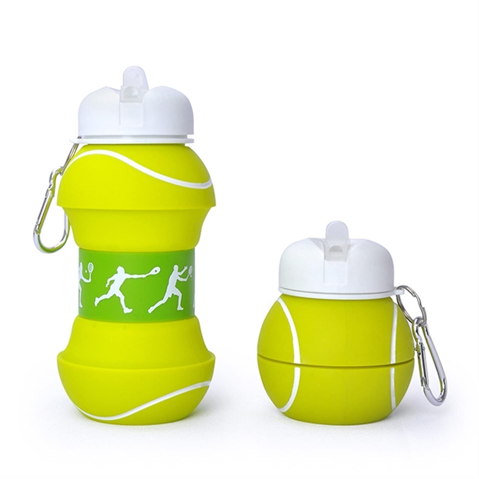 Collapsible BPA-Free 550ML Silicone Water Bottle - Portable Sports Ball Shape Reusable Bottle for School, Camping, Outdoor Activities & Travel | Food Grade Soft Design (Tennis Ball Size) - Perfect for Hiking, Gym, Yoga & Kids Lunchboxes