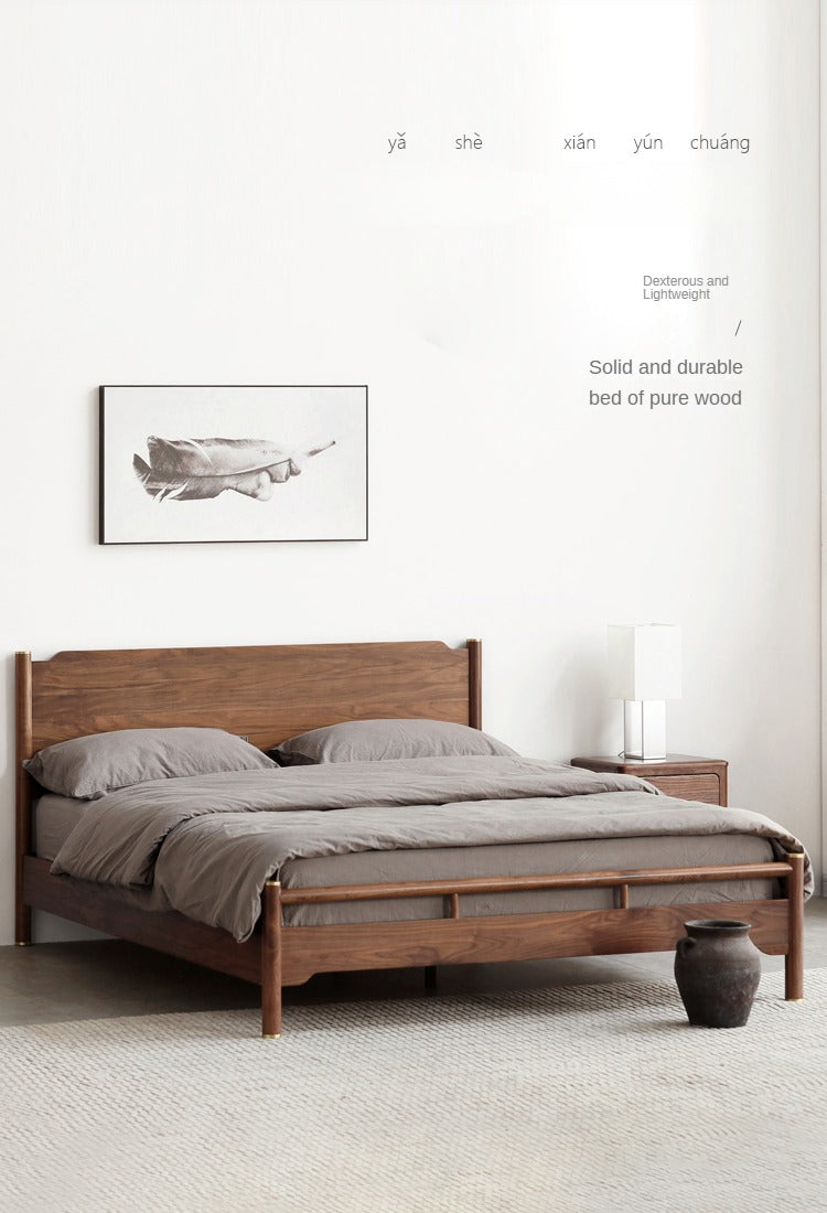 Premium Black Walnut & Ash Solid Wood Bed Frame - Handcrafted Queen/King Size Bed for Modern & Rustic Bedrooms - Perfect for Master Suites, Guest Rooms & Farmhouse Style Homes