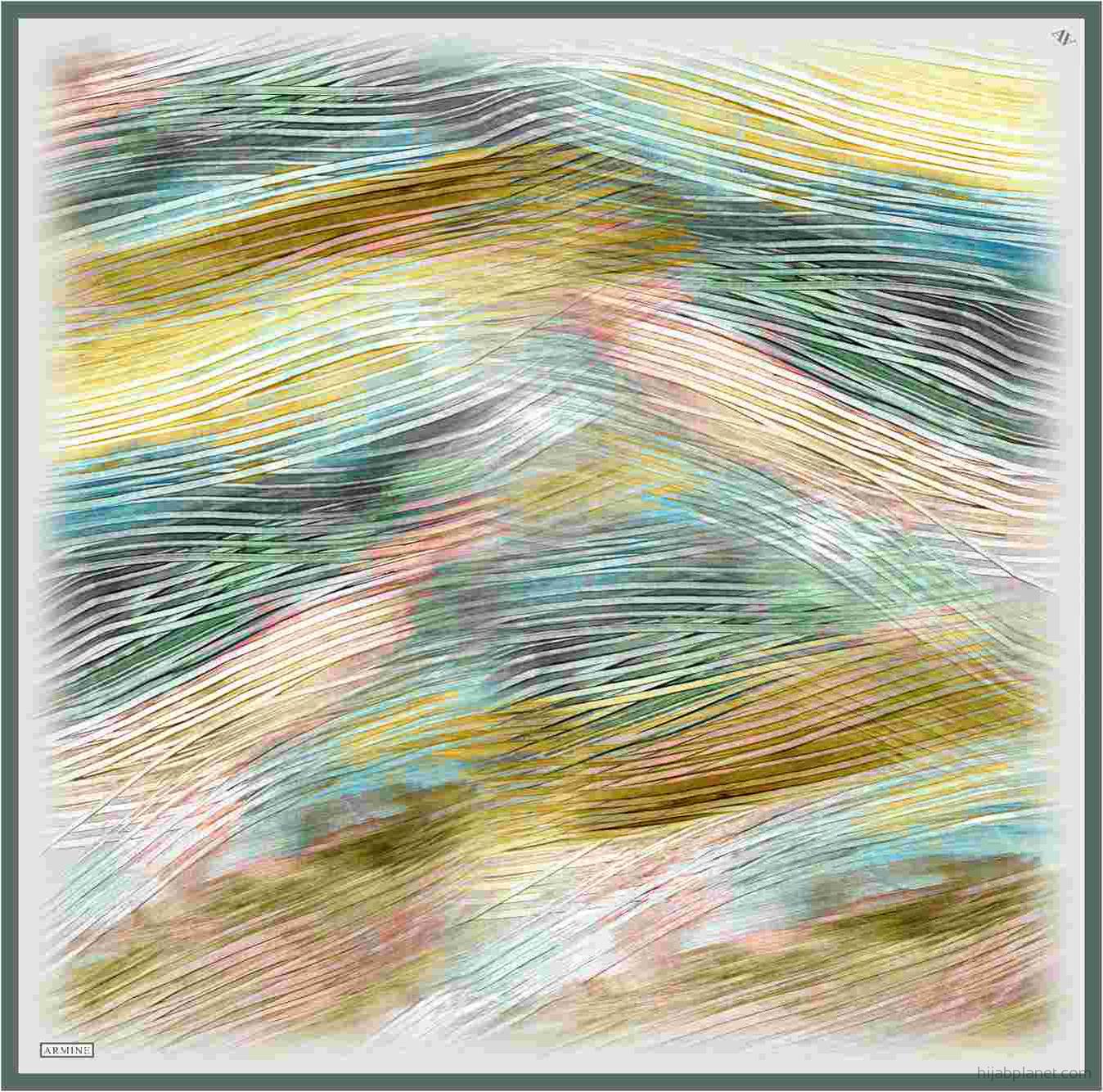 Armine Aquarius Abstract Silk Scarf - Elegant Fashion Accessory for Women, Lightweight & Breathable, Perfect for Office, Party & Travel Accessories
