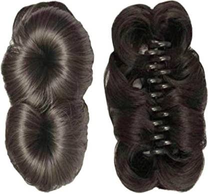 V WOMEN Artificial Juda Hair Bun with Clutch - Black 4FLOWER Hair Extension & Wig for Women & Girls | Perfect for Cosplay, Weddings & Daily Styling