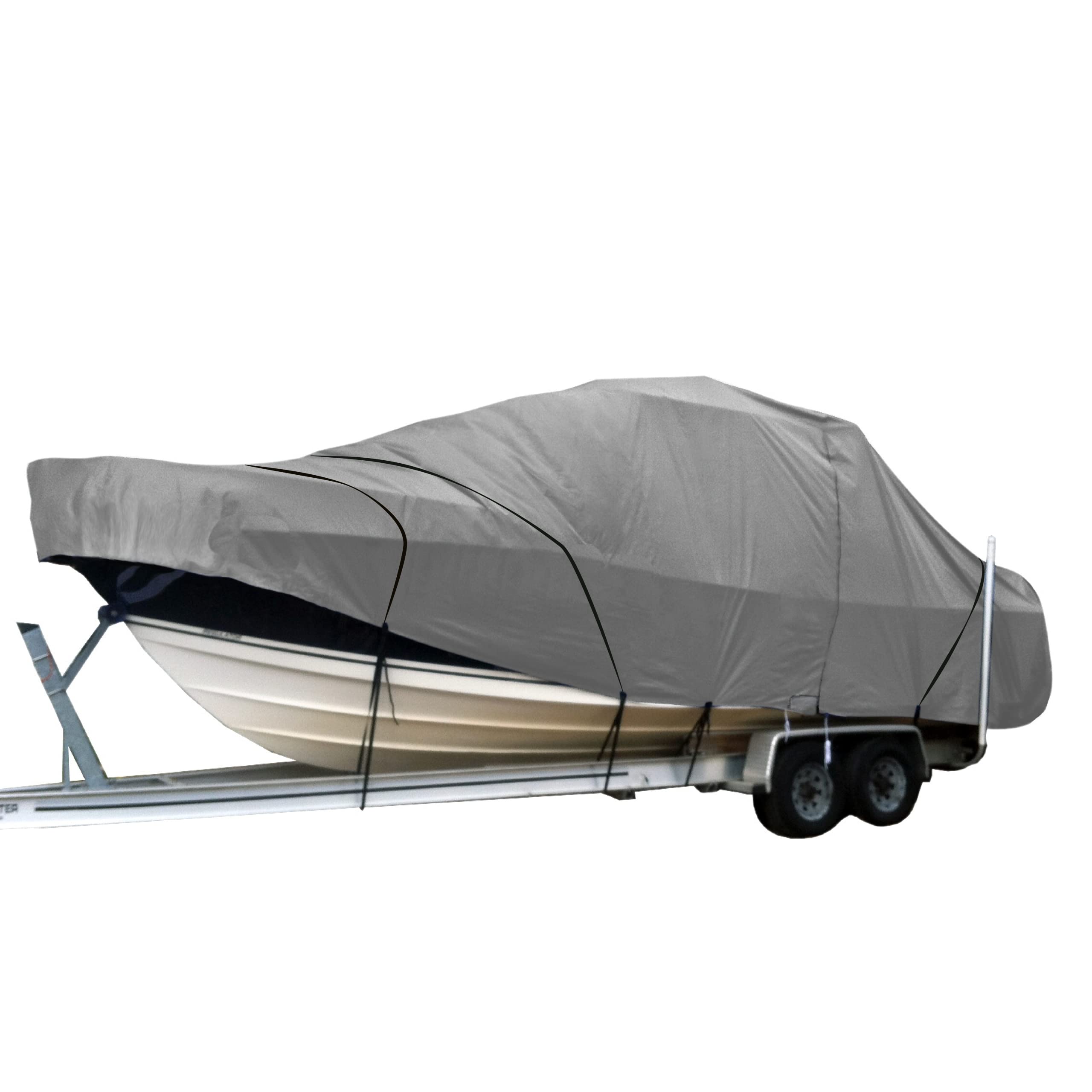 Heavy Duty T-Top Boat Cover for Center Console Boats up to 25ft - Waterproof Gray Boat Canopy for Fishing & Outdoor Protection | Fits Most 20-25ft Center Console Boats for All-Weather Use