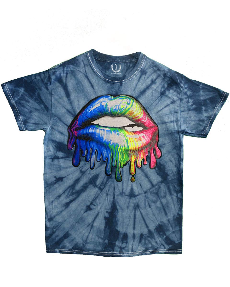 Cool Melting Lips Rolling Till Death Graphic Tie-Dye T-Shirt for Men - Vintage Rock Band Style, Streetwear & Casual Outfit