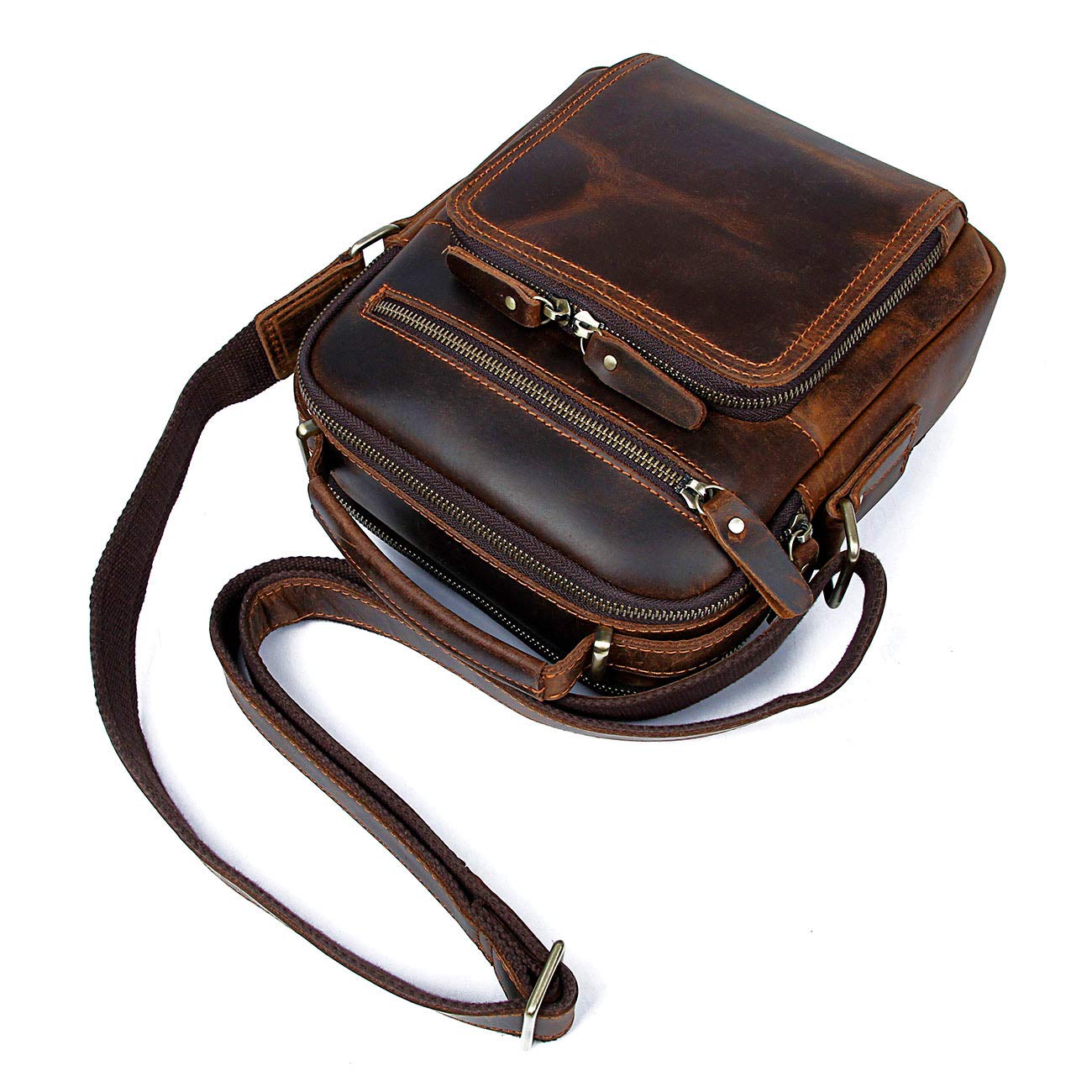 EURYNOME Genuine Full Grain Leather Messenger Bag for Men - Stylish & Durable Crossbody Shoulder Bag for Work, Travel & Daily Commute