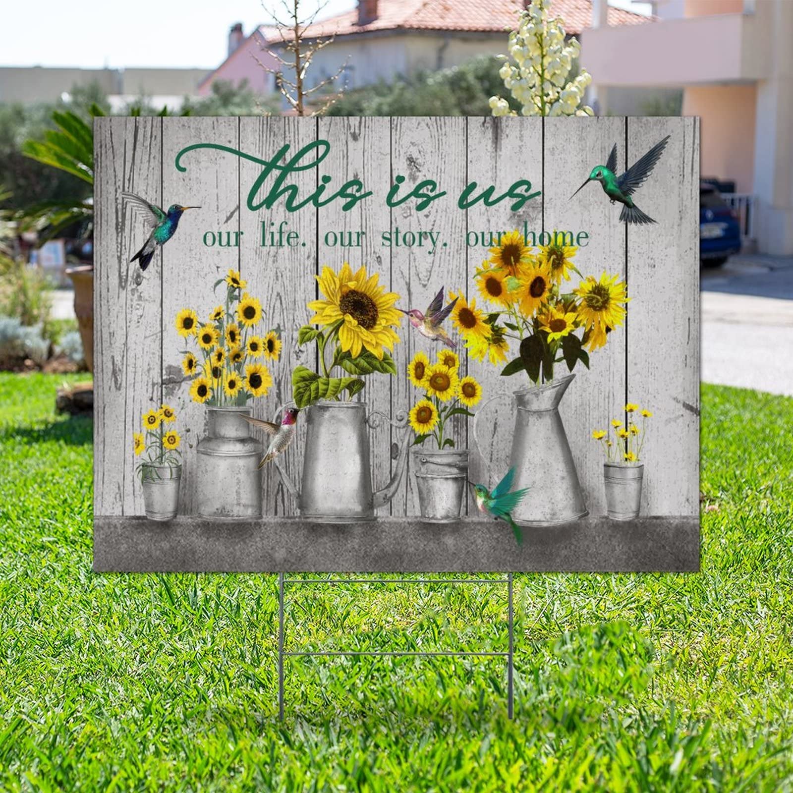 Our Life Our Home Double-Sided Yard Sign - Weatherproof Garden Decor for Sales & Events