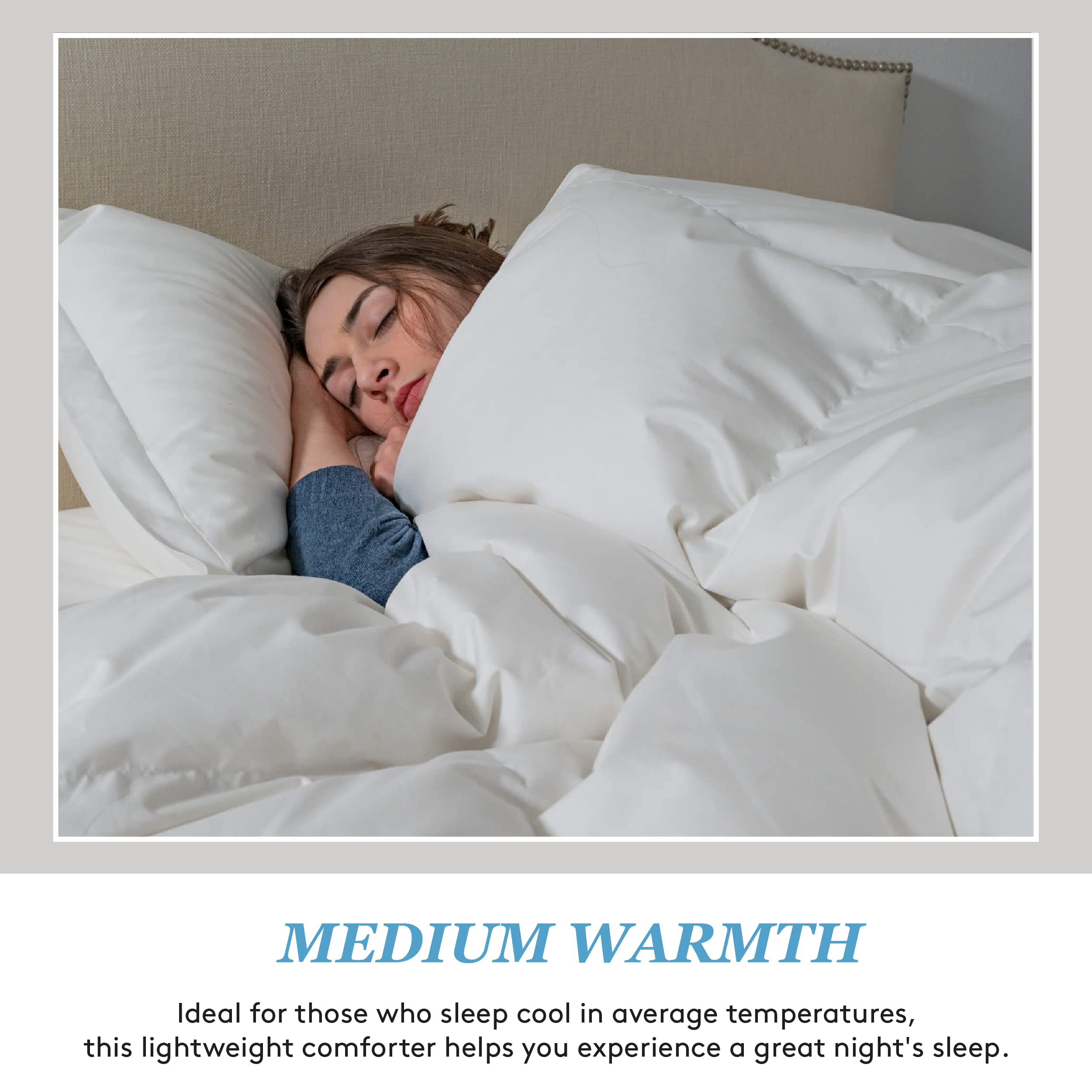 Premium 600 Fill Power Down Comforter - Medium Warmth Baffle Box Design with Duvet Corner Loops | Twin/Long Twin Size | Hypoallergenic White Down Alternative | Perfect for Winter Bedding & Guest Room Comfort
