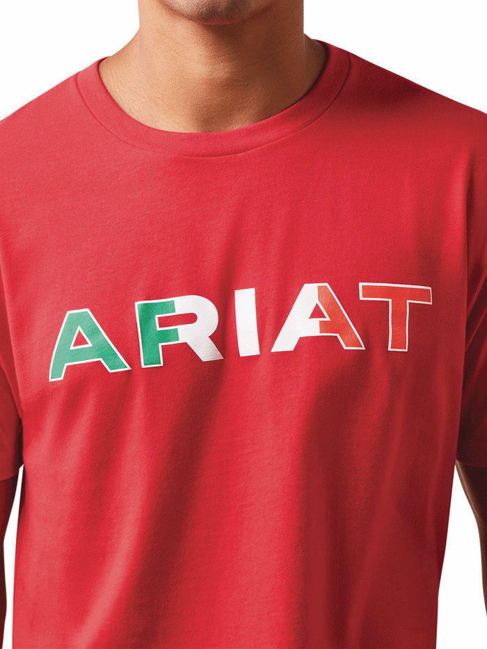 Ariat Men's Viva Mexico Short Sleeve T-Shirt - Breathable Cotton Tee for Casual Wear & Outdoor Activities (Red, Size Chart) | Perfect for Summer, Festivals & Mexican-Themed Parties