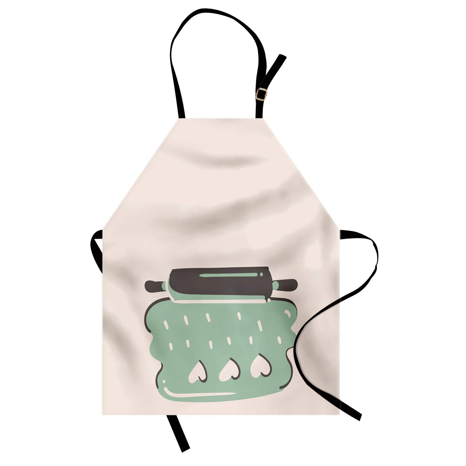 Ambesonne Personalized Chef Apron - Cartoon Baking & Cooking Design with Colorful Rolling Pin Dough Motif - Adjustable Neck Unisex Kitchen Bib for Adults - Almond Green - Perfect for Home Cooks, Bakers & Culinary Enthusiasts