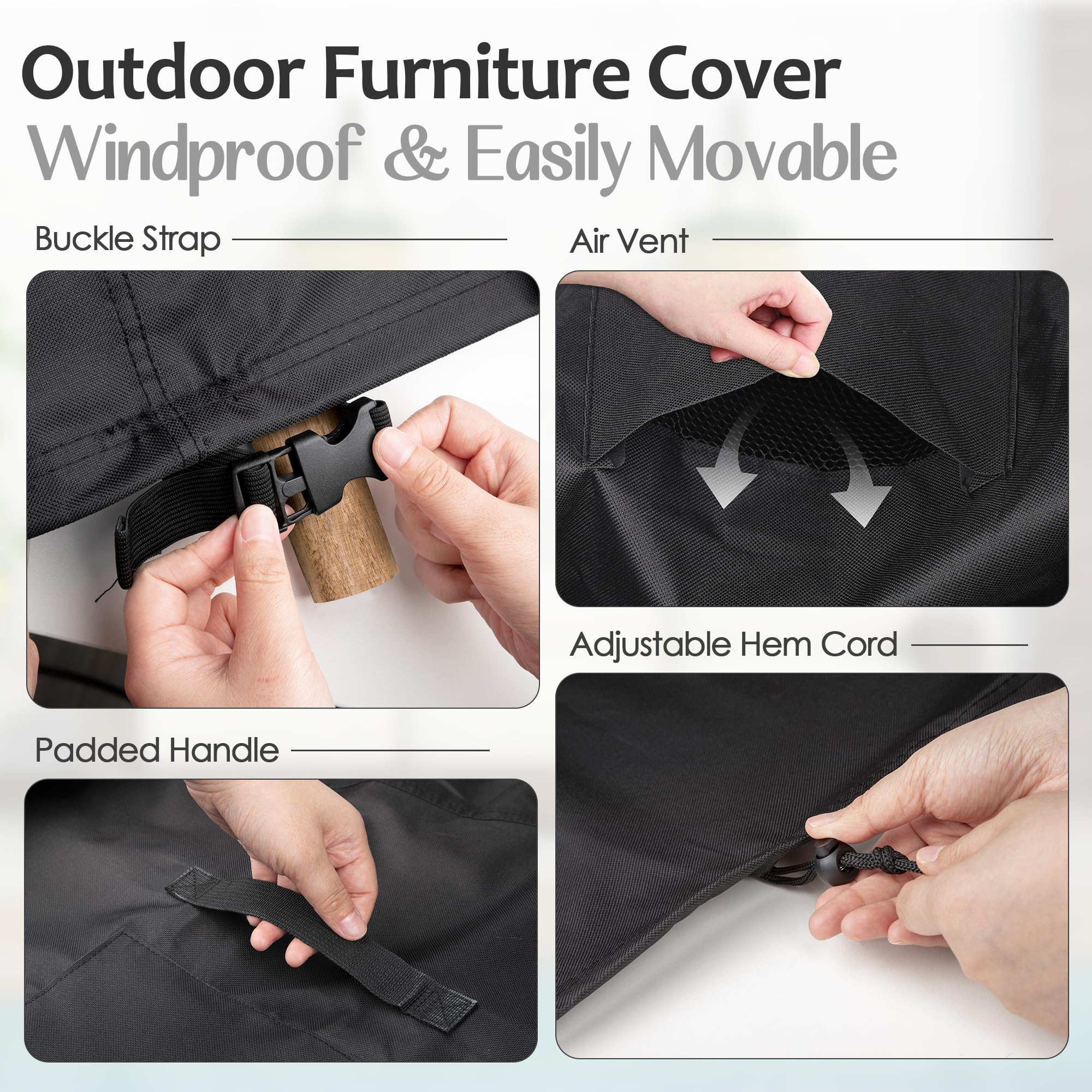Waterproof Outdoor Furniture Cover - Heavy Duty 900D Patio Sofa & Loveseat Cover with Air Vents & Handles (48