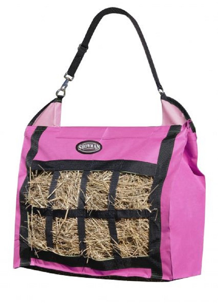 Showman Nylon Slow Feed Hay Tote Bag - Heavy Duty & Durable Horse Feed Bag - Easy to Fill & Carry - Perfect for Horse Shows, Stables & Trail Riding