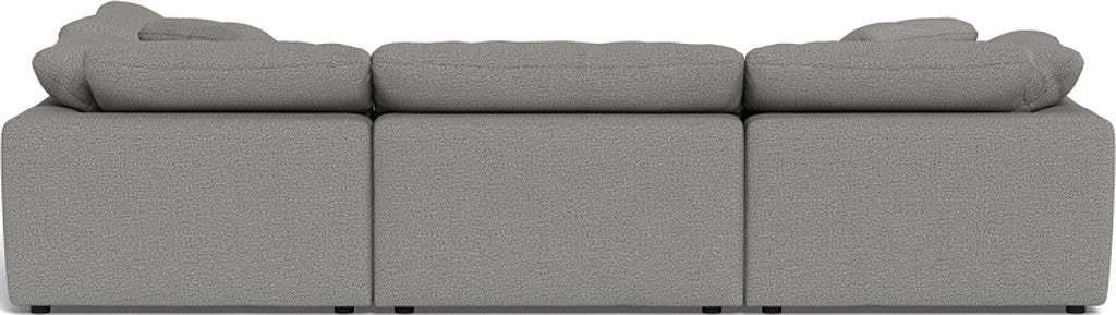 Fluffy 4-Piece Sectional Sofa with Ottoman - Modern L-Shaped Couch Set for Living Room, Family Room & Apartment - Soft Fabric Upholstery, Comfortable Seating for Relaxing & Entertaining