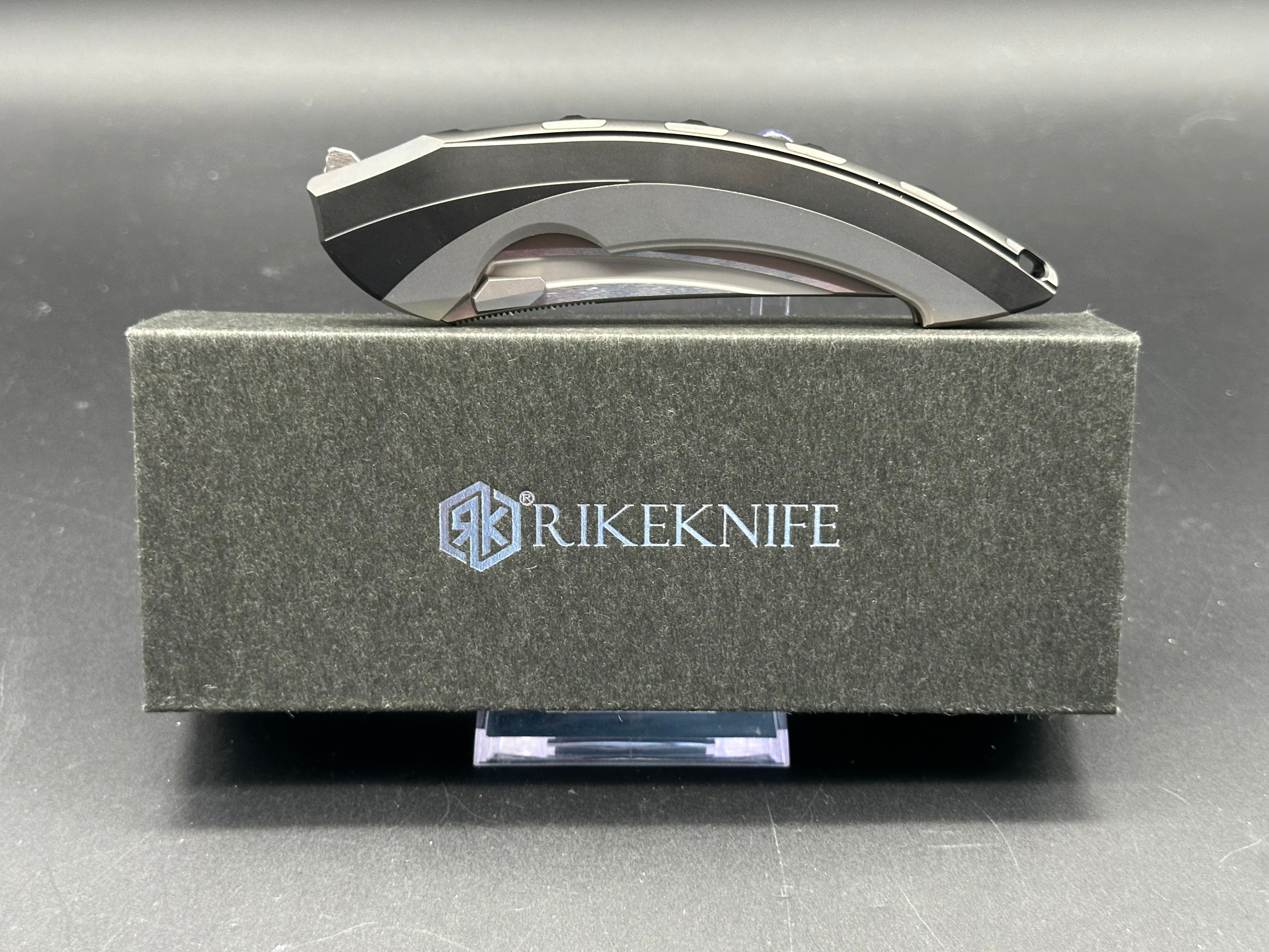 Premium Rike Knife Lamella V1 - Black DLC Titanium Handle & CPM 20CV Steel Blade - EDC Folding Pocket Knife for Outdoor, Camping, and Everyday Carry