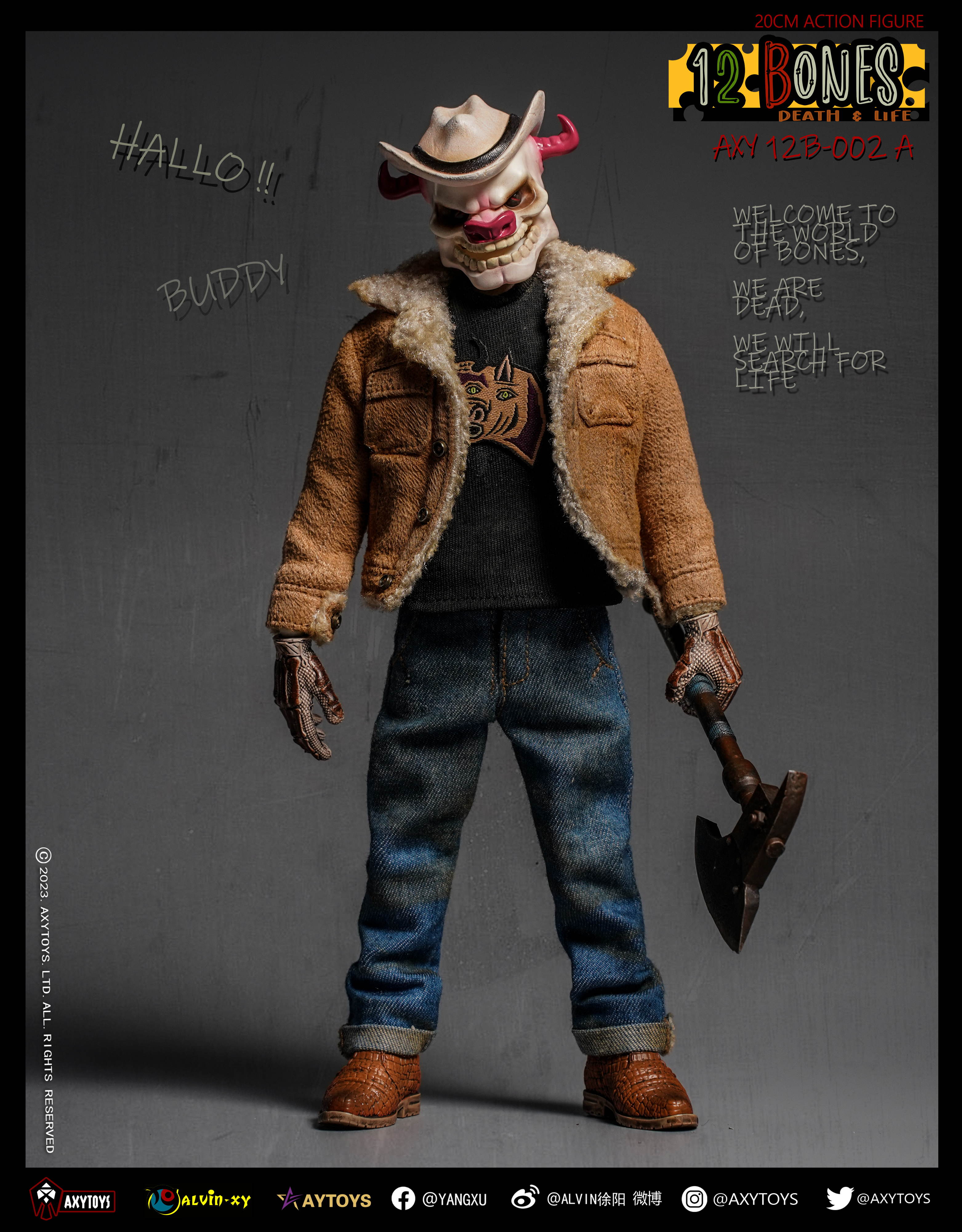 AxyToys 1/12 Scale 20CM Action Figure - 12 Bones Stories Mice & Cowboy Collectible Toy for Display & Role Play | Perfect for Collectors, Gift Giving & Diorama Scenes