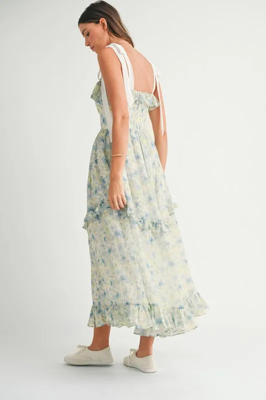 Floral Print Summer Midi Dress with Adjustable Shoulder Straps - Perfect for Beach Vacations, Garden Parties & Casual Outings