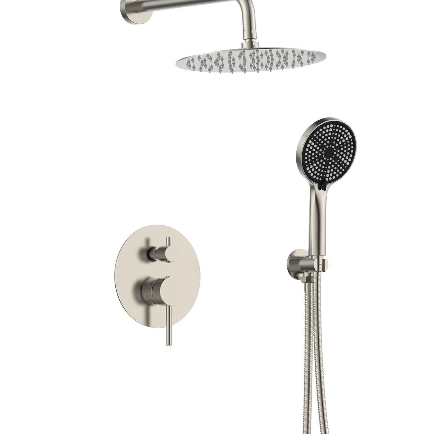 DAX Salerno Round Shower System with Hand Shower - Modern Bathroom Fixture for Spa-Like Experience at Home