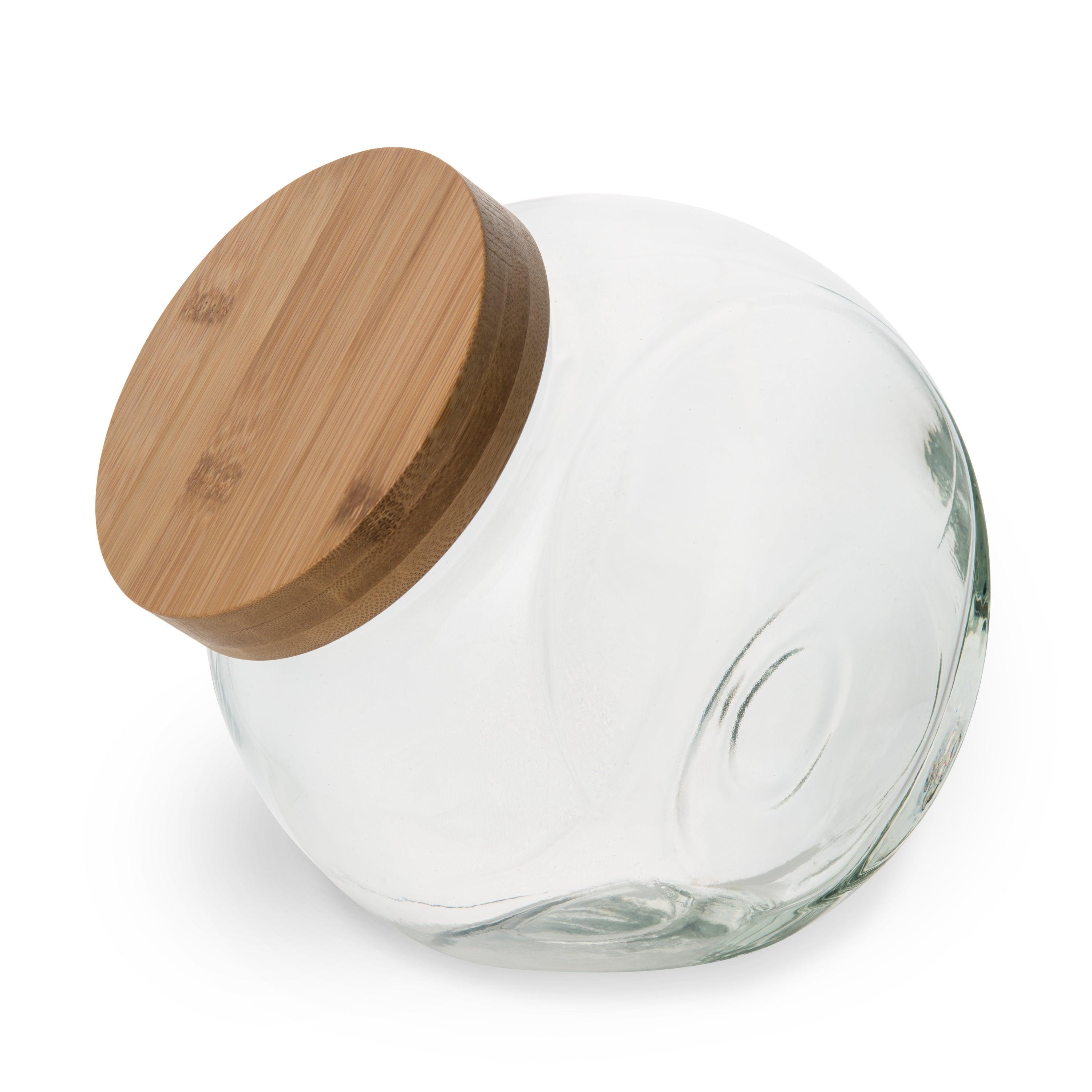 4L Glass Snack Jar with Bamboo Lid - Airtight Food Storage Container for Kitchen, Pantry & Office Organization - Perfect for Storing Dry Foods, Cookies, Nuts & Coffee Beans