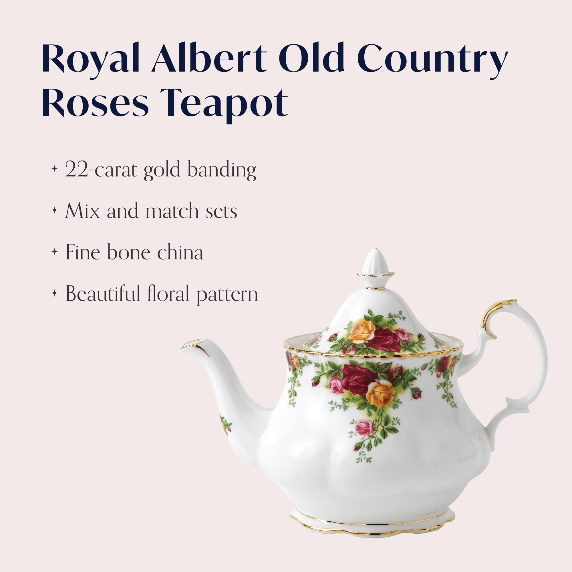 Royal Albert Old Country Roses Large Teapot - Elegant Floral Design for Afternoon Tea & Home Decor