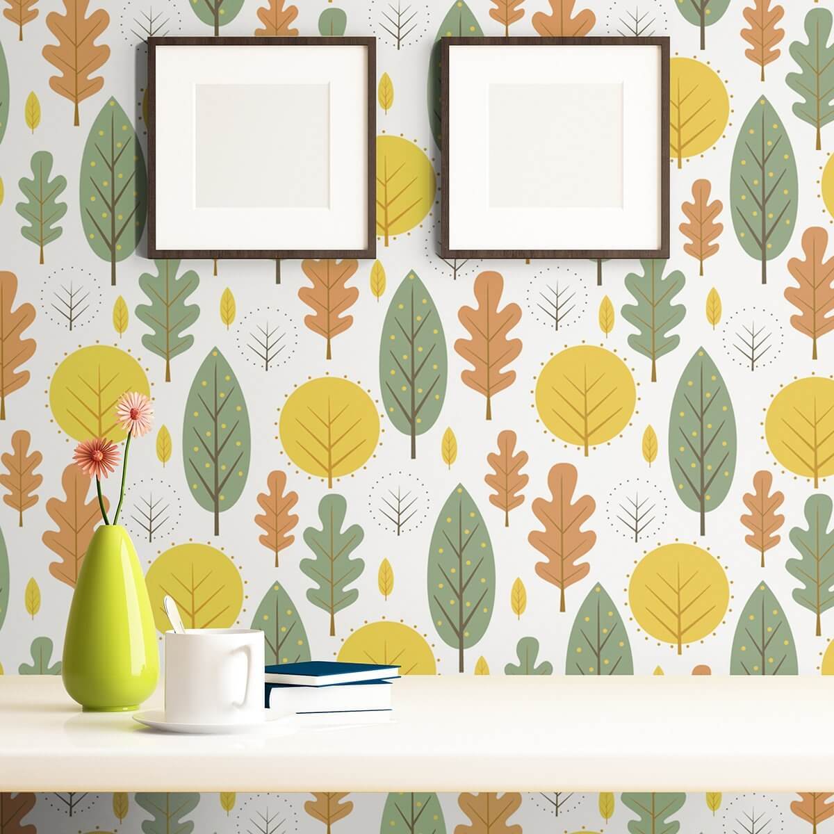 White and Green Forest Baby Peel and Stick Removable Wallpaper 8496 - Self-Adhesive Nursery Wall Decor for Kids Room, Bedroom & Playroom