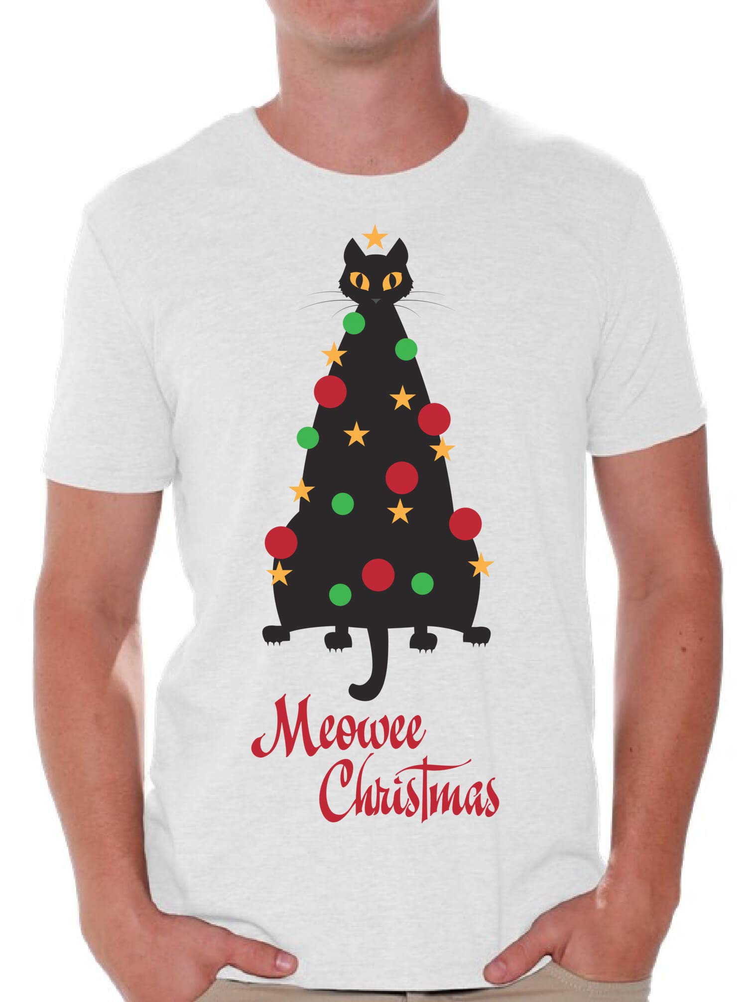 Funny Ugly Christmas Shirts for Men - Festive Cat Tree Xmas T-Shirt | Perfect for Holiday Parties & Family Gatherings