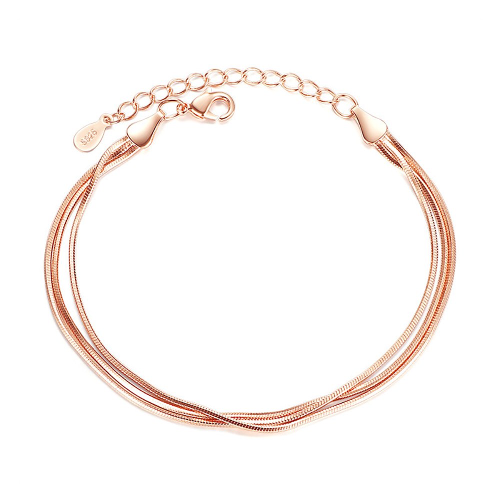 Rose Gold & Silver Alloy Multilayer Snake Chain Bracelet for Women - Elegant Charm Jewelry for Everyday Wear, Parties & Gifts