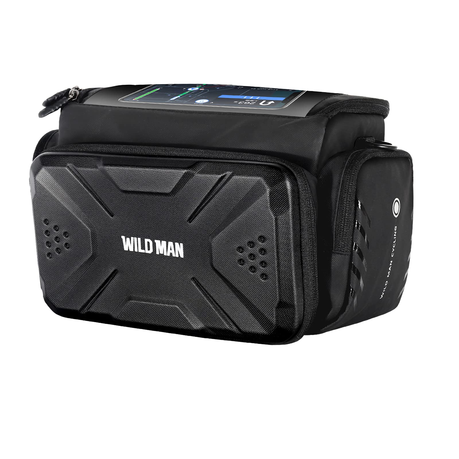 Ruiqas Waterproof Bike Phone Mount Bag - Hard Shell Touchscreen Handlebar Pouch with Adjustable Shoulder Strap & Rain Cover - Fits 7in Smartphones for Cycling, Scooters & Outdoor Activities