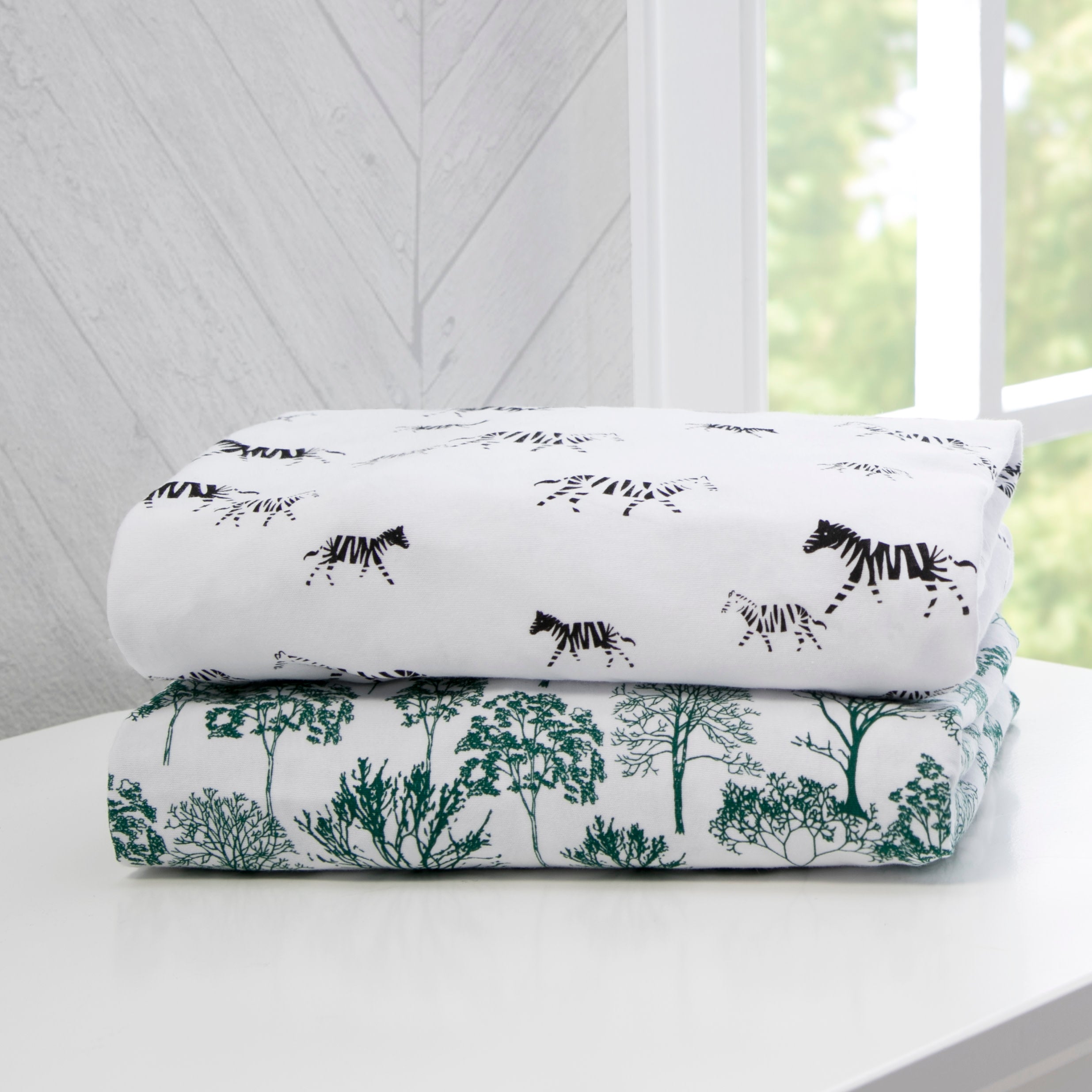 Modern Safari Fitted Crib Sheets 2 Pack - Soft Baby Crib Bedding Set for Nursery, Jungle Theme - Perfect for Newborns, Infants & Toddlers - Ideal for Daycare, Home Nursery & Travel