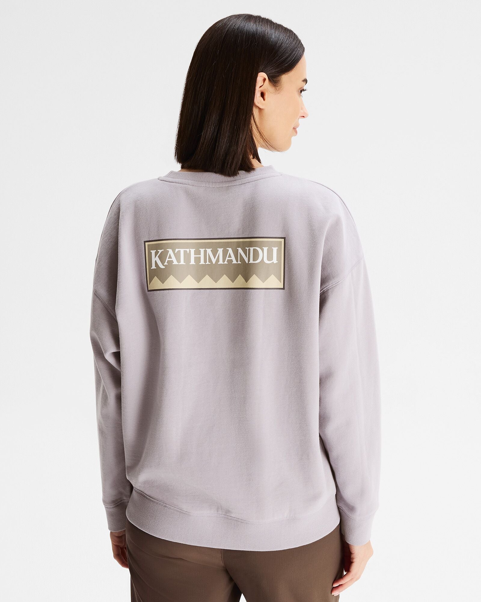 Heritage Logo Slouchy Lightweight BB Crew Sweatshirt for Women - Light Haze | Casual Loungewear, Weekend Outfits & Cozy Fall Layering