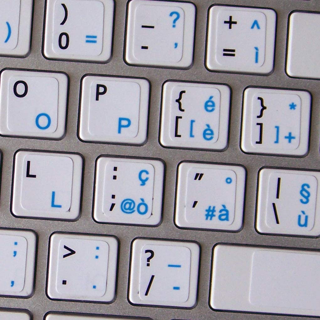 English-Italian Bilingual Keyboard Stickers - White Background for Mac, PC, Laptop & Notebook - Perfect for Multilingual Typing & Language Learning