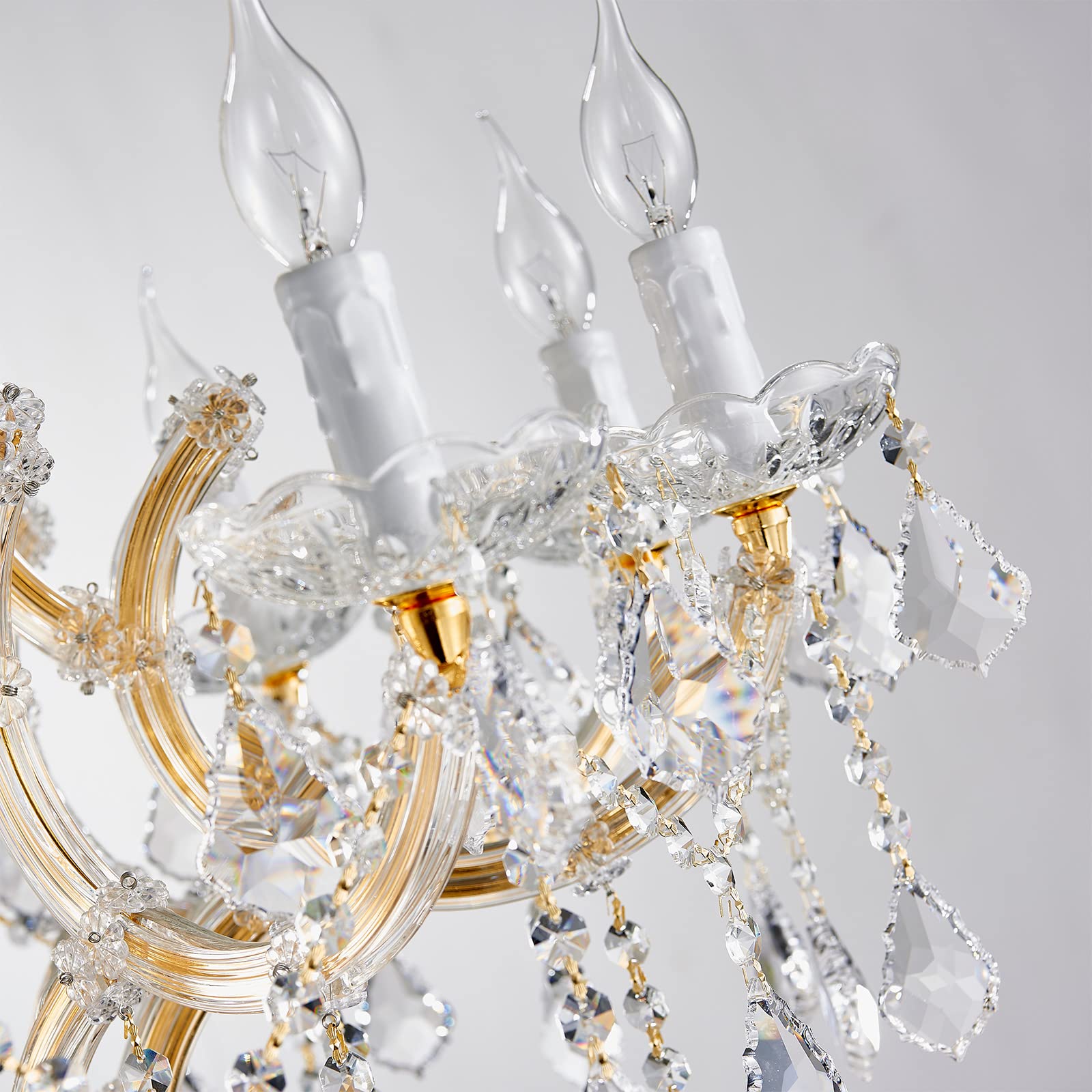 Luxury Modern Gold Crystal Chandelier Lighting - Elegant Maria Theresa Style Chandelier with 10 Lights for Dining Room, Kitchen Island, Living Room, Bedroom - Perfect for Weddings, Hotels, and Upscale Home Decor