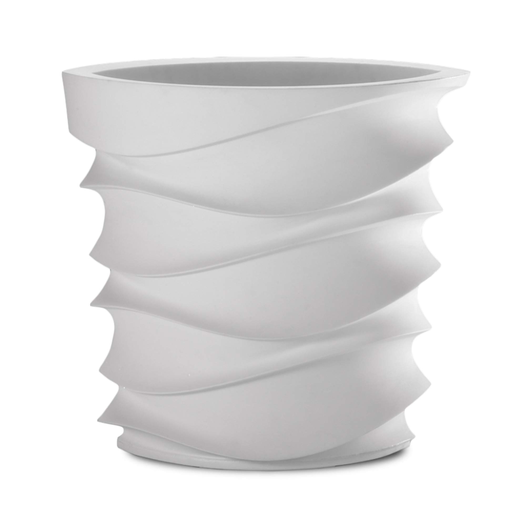 Crescent Garden Eye Am Planter - 26 Inch Double-Walled Indoor/Outdoor Plant Pot in Alpine White - Perfect for Home Decor, Patio, Garden & Office Plants