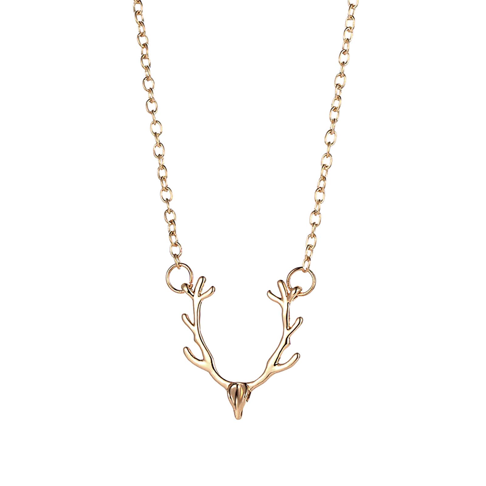 Elegant Minimalist Deer Pendant Necklace for Women - Dainty Gold Collarbone Chain Jewelry Gift (One Size) - Perfect for Date Night, Office Wear & Everyday Fashion Accessories