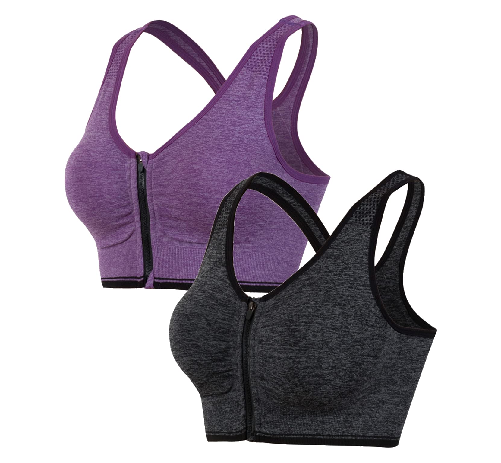Wireless Post-Surgery Sports Bra for Women - Front Zip Yoga Bra with Breathable Fabric for Hiking, Running & Gym Workouts - Perfect for Active Lifestyles & Post-Surgery Comfort