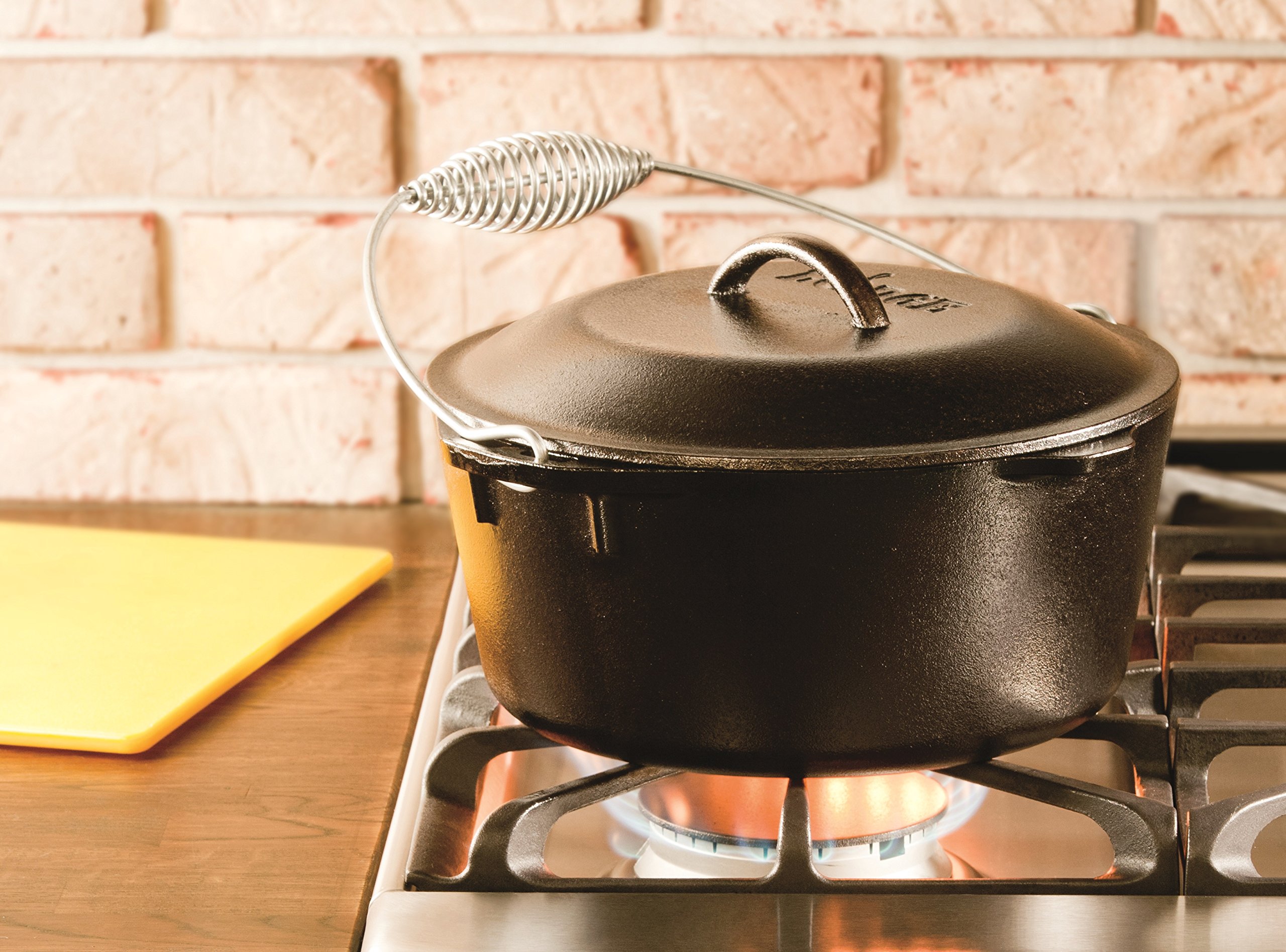 Lodge Pre-Seasoned 5-Quart Cast Iron Dutch Oven with Trivet - Perfect for Camping, Baking Bread & Slow Cooking Stews