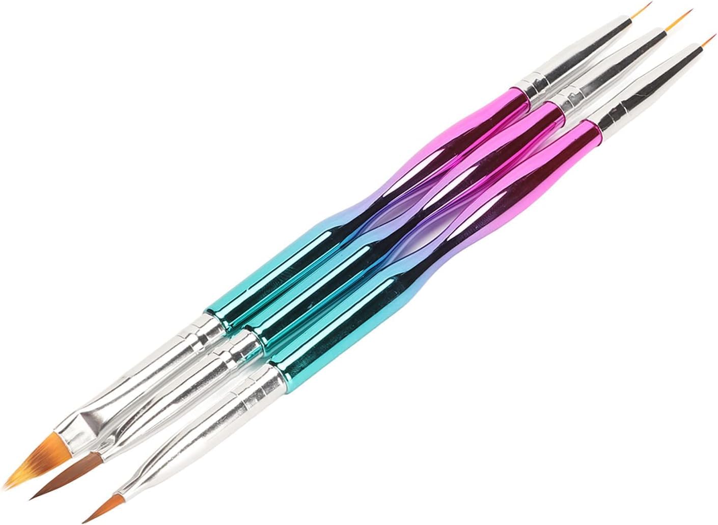 NAILWIND 3pcs Double Ended Nail Art Brush Set - Professional Gel Nail Liner & Painting Brushes for Nail Design, DIY Manicure & Salon Use - Perfect for Acrylic, Gel Polish & Nail Art Accessories