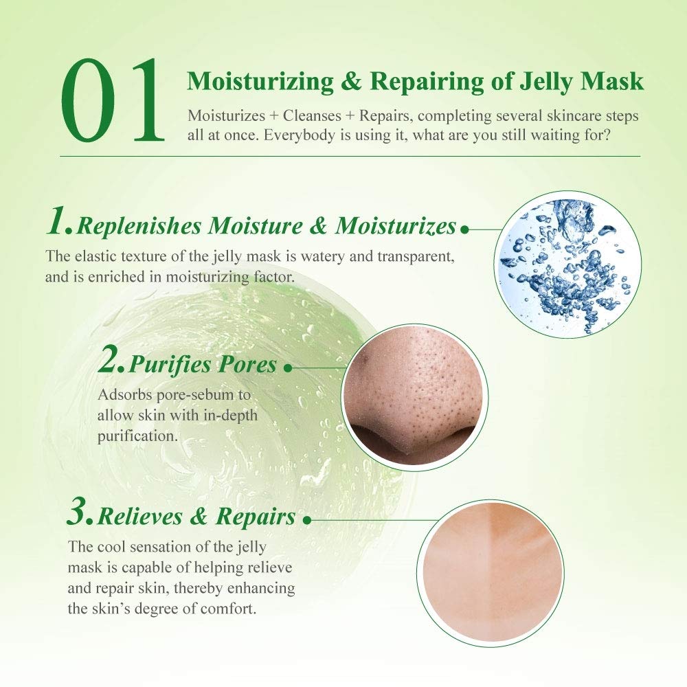 ANNIE'S WAY Upgraded Aloe Seaweed Anti-Acne Jelly Mask 8oz - Soothing Face Mask for Oily & Acne-Prone Skin, Deep Cleansing & Hydrating Treatment for Daily Skincare Routine