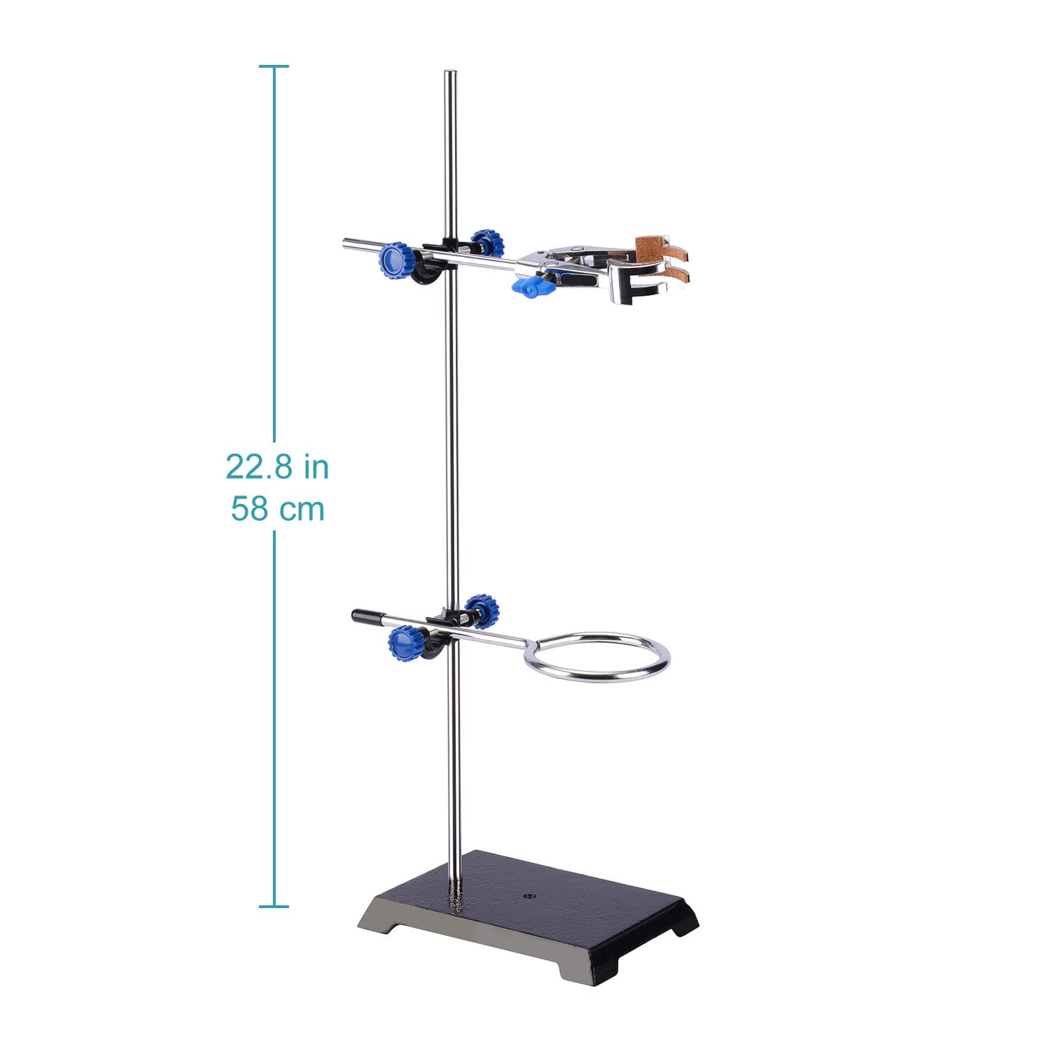 Stonylab 500ml Pressure Equalizing Funnel & Lab Stand Set - Graduated Addition Funnel with Steel Support Stand, Rod, 4-Prong Burette Clamp, Retort Ring & 2 Boss Heads - Perfect for Chemistry Experiments, Titration & Laboratory Research